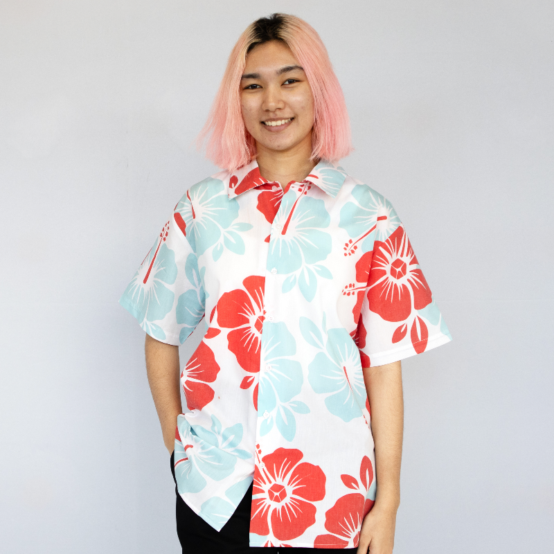 Red & Aqua Hibiscus